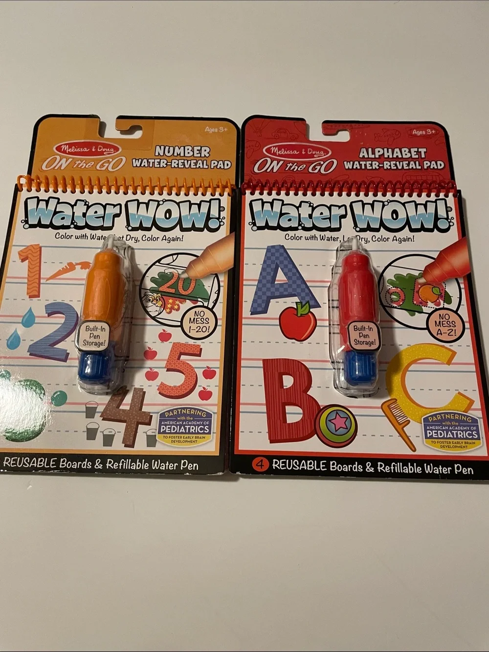 Melissa & Doug On the Go Water Wow Number & Alphabet Water Reveal Pad Set of 2